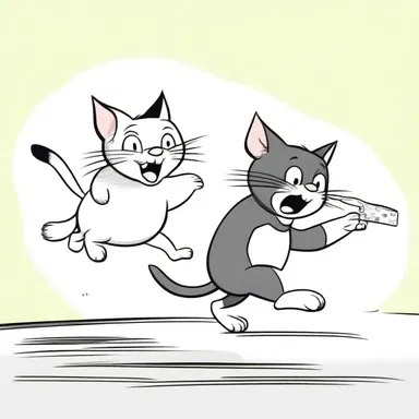 The cartoon depicted an unbridled chase between the cat and the mouse.