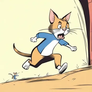 The cartoon depicted an unbridled chase between the cat and the mouse.