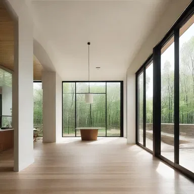 The architect designed a space with unbridled openness, filled with natural light and vast windows.