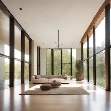 The architect designed a space with unbridled openness, filled with natural light and vast windows.