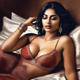 A highly detailed digital art piece showcasing an attractive Indian woman