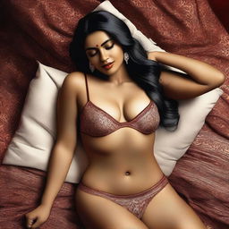 A highly detailed digital art piece showcasing an attractive Indian woman