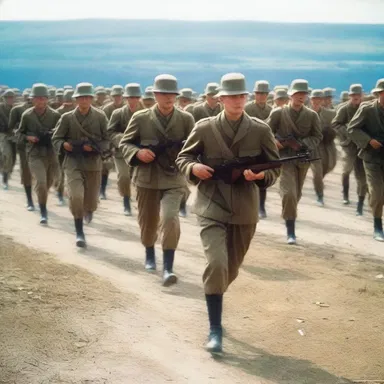 Automatically, the soldiers marched into battle, their reflex actions honed through hours of training.