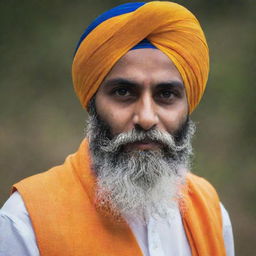 A respected Sikh individual proudly donning a traditional, vibrant turban.