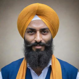 A respected Sikh individual proudly donning a traditional, vibrant turban.