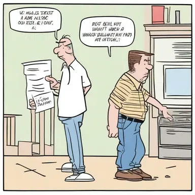 The unsophisticated art style of the comic strip perfectly captures the humor and simplicity of everyday life.