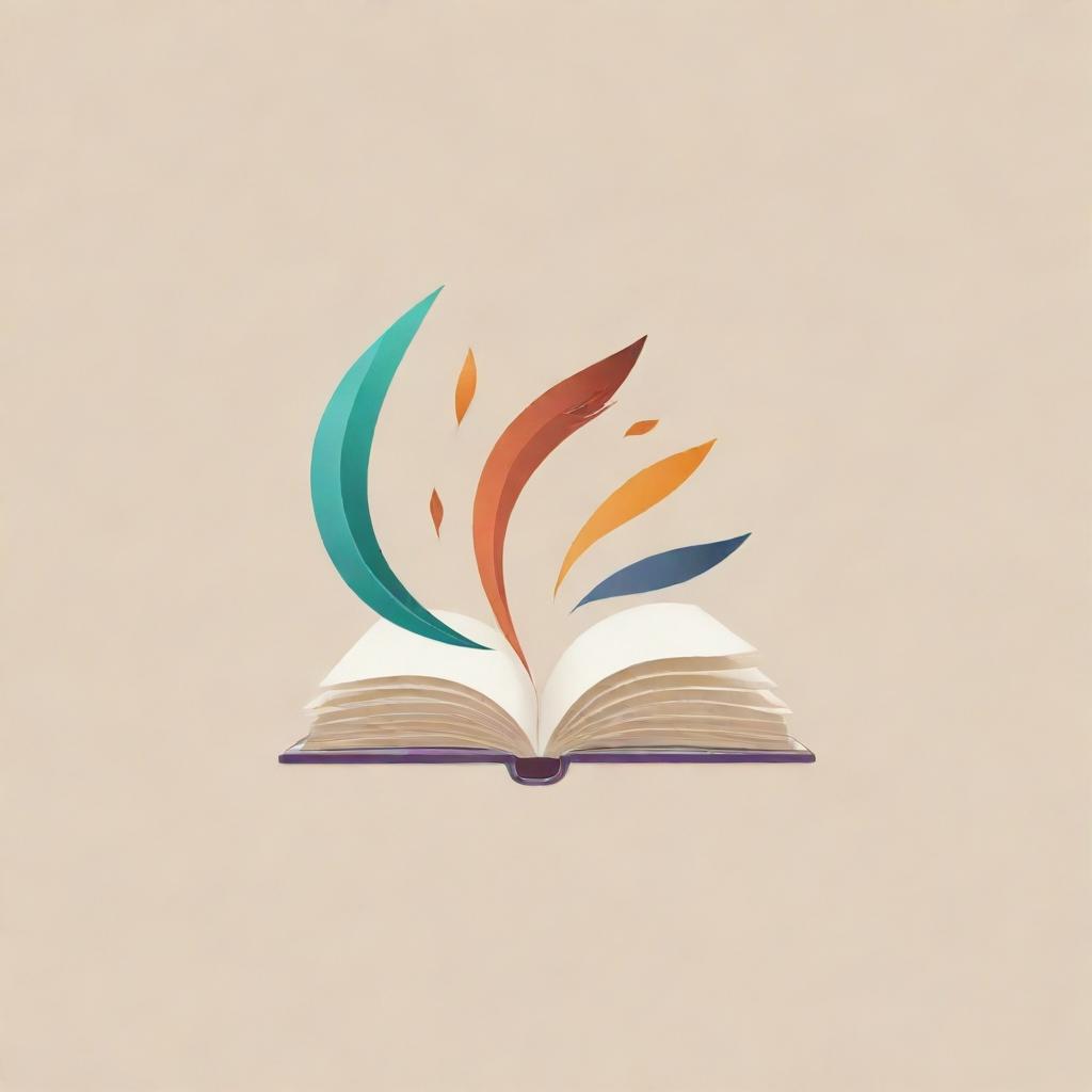 A stylish and sophisticated logo for 'Stories by fabizm'. The design should feature an open book and a quill, indicating stories and creativity, in soft, appealing colors.