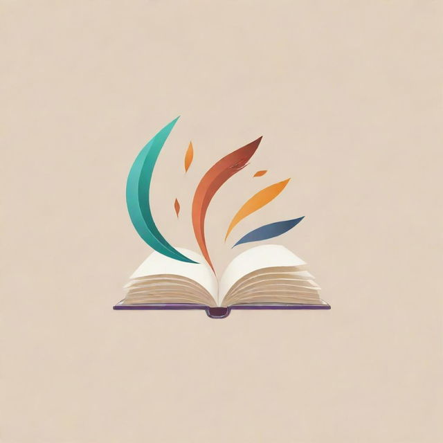 A stylish and sophisticated logo for 'Stories by fabizm'. The design should feature an open book and a quill, indicating stories and creativity, in soft, appealing colors.