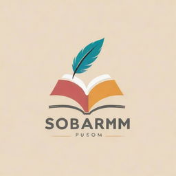 A stylish and sophisticated logo for 'Stories by fabizm'. The design should feature an open book and a quill, indicating stories and creativity, in soft, appealing colors.