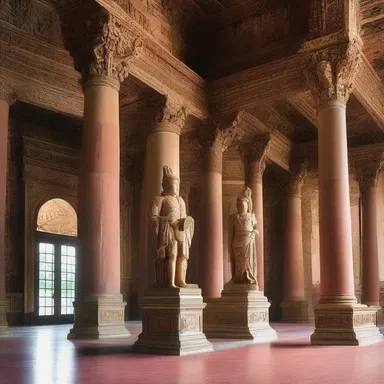 The sculptures in the grand hall depicted scenes from the levirate custom, emphasizing the importance of lineage and marriage.
