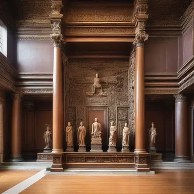 The sculptures in the grand hall depicted scenes from the levirate custom, emphasizing the importance of lineage and marriage.