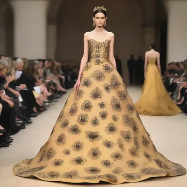 The famous fashion designer showcased a stunning gown inspired by bees, with intricate beehive patterns embroidered on the silk fabric.