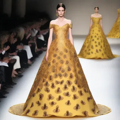 The famous fashion designer showcased a stunning gown inspired by bees, with intricate beehive patterns embroidered on the silk fabric.