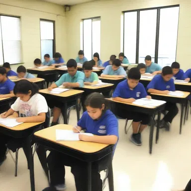 The classroom was a hive of activity as the students raced to finish their assignments before the bell rang.