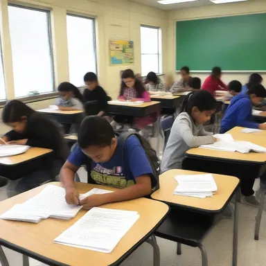 The classroom was a hive of activity as the students raced to finish their assignments before the bell rang.