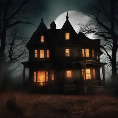 The haunted house was a hive of eerie sounds and frightening shadows, creating a spooky atmosphere for Halloween.