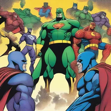 The superheroes in the comic book would hive together to defeat the villain.
