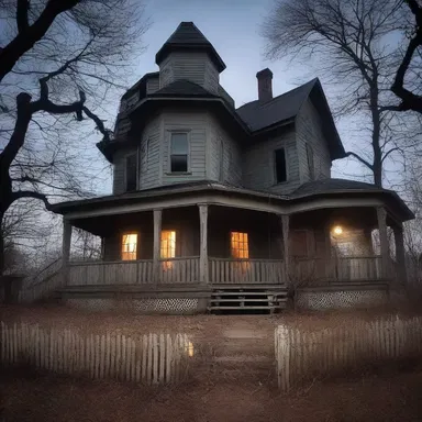 As the night fell, the haunted house became a hive of evil spirits lurking.