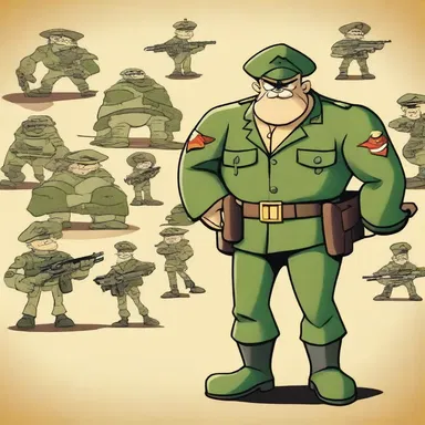 In the cartoon series, the main character is mustered in as a fearless recruit in the army of animated creatures.