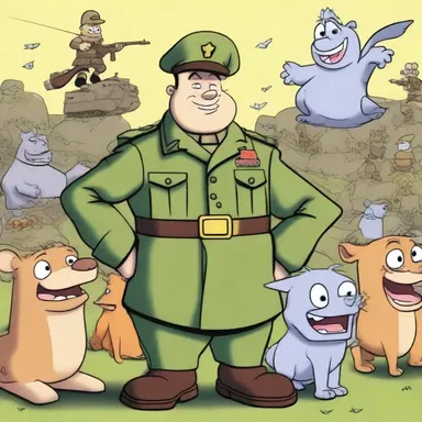 In the cartoon series, the main character is mustered in as a fearless recruit in the army of animated creatures.
