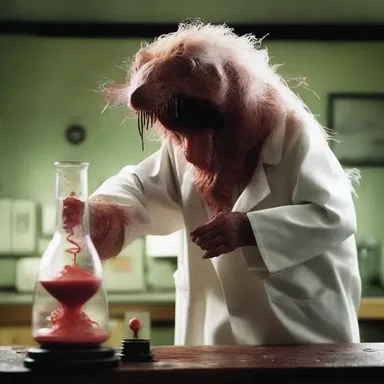 In the horror story, the scientist's experiment on a squark goes terribly wrong, unleashing a malevolent force upon the world.