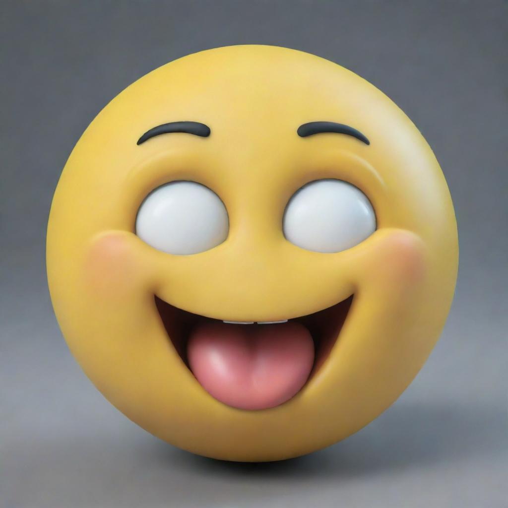 A 3D version of the laughing tears emoji 😂.