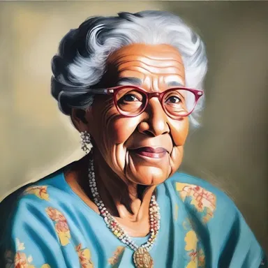 The artist reverently painted a portrait of her grandmother, capturing her wisdom and grace.