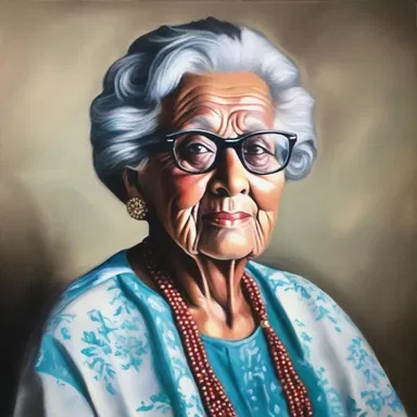 The artist reverently painted a portrait of her grandmother, capturing her wisdom and grace.