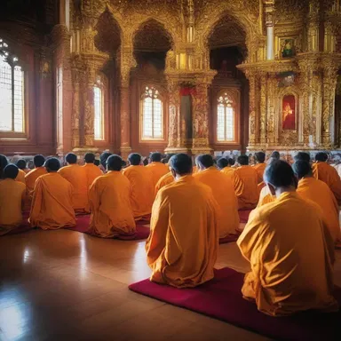 The devotees knelt reverently in the church, deep in prayer and contemplation.