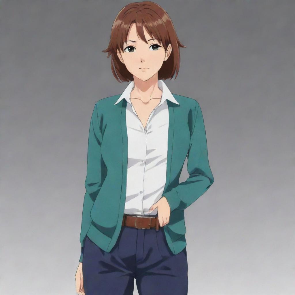 Vladilena Milize from the anime 86 dressed in modern, casual attire. She should be in a relaxed pose, showing her calm and composed personality.