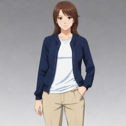 Vladilena Milize from the anime 86 dressed in modern, casual attire. She should be in a relaxed pose, showing her calm and composed personality.