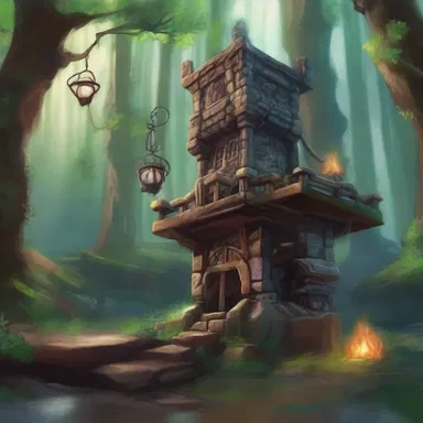 Deep within the enchanted forest, the stamping mill stood tall, magically powered to crush the enchanted ores used by fairies and mystical creatures.
