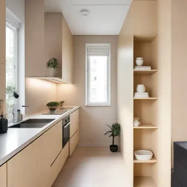 The architect designed the small apartment with clever storage solutions to condense the living space.