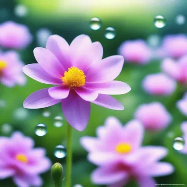 In a magical land beyond the clouds, there existed a rare flower whose petals would condense into sparkling orbs of pure water.