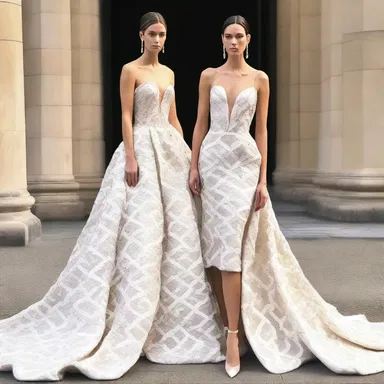 The fashion designer created a stunning gown with a beautiful scaling pattern.