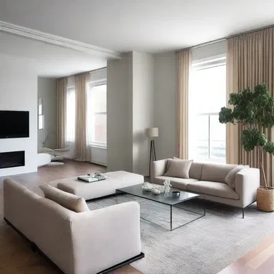 The living room had a modern and sleek look due to the scaling of furniture and decor.