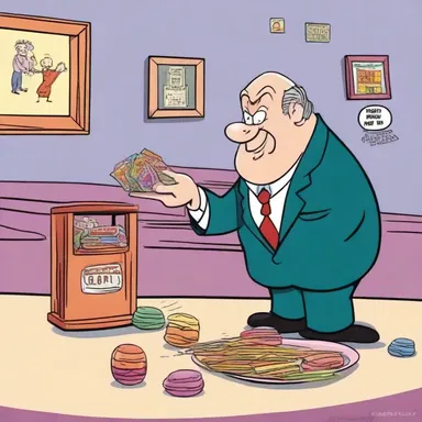 In the cartoon, the deceiver convinced the main character that he had won a lifetime supply of candy, but it turned out to be a trick.