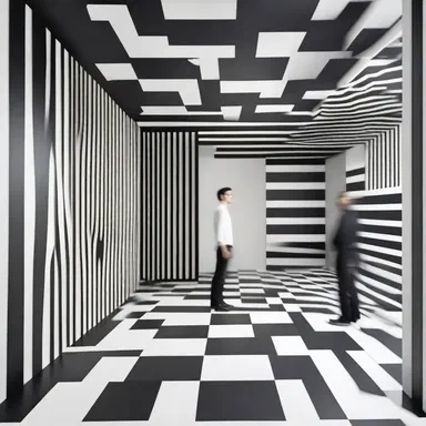 The architect incorporated optical illusions into the room's design, creating an atmosphere that plays with perception and makes visitors feel like they are in the presence of a deceiver.