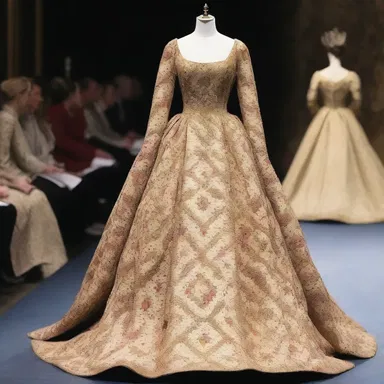 The regal dress with sceptered patterns was a popular choice among fashion enthusiasts.