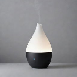 A geometrically shaped humidifier with sharp edges and no curves, illuminated by an internal LED light