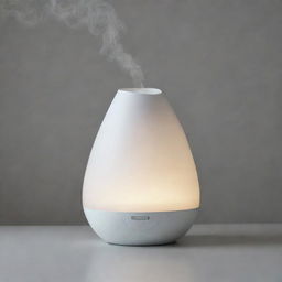 A geometrically shaped humidifier with sharp edges and no curves, illuminated by an internal LED light