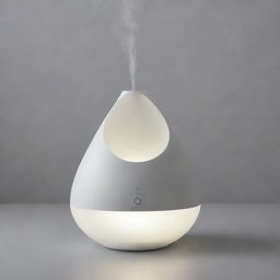 A geometrically shaped humidifier with sharp edges and no curves, illuminated by an internal LED light