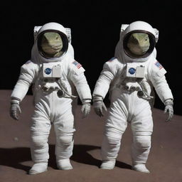 Lizard-like astronauts in fitting space suits venturing through the vastness of the universe