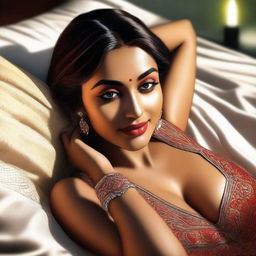 A digital art of an attractive Indian woman, showcasing her beauty and confidence