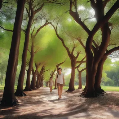 In the movie, the protagonist takes a walk beneath the beautiful casuarina trees, creating a captivating cinematic scene.