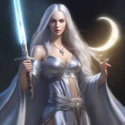 This is a high-quality, realistic fantasy portrait of a beautiful young dark elven priestess