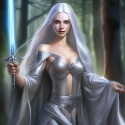 This is a high-quality, realistic fantasy portrait of a beautiful young dark elven priestess