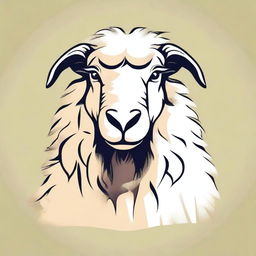 This is a high quality digital art illustration of an angry sheep sitting in a front pose