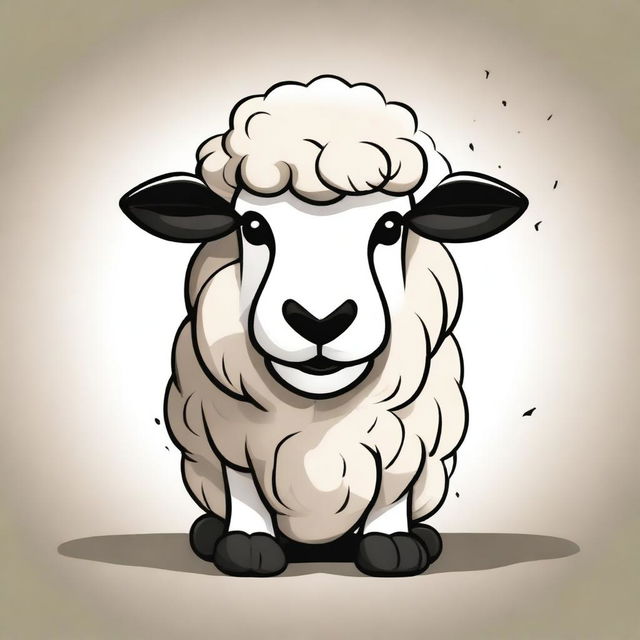 A high-quality digital art illustration of a full-bodied angry sheep sitting