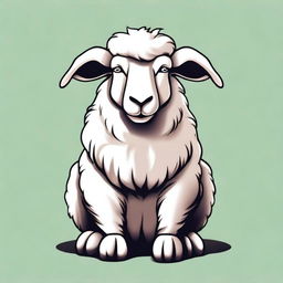 A high-quality digital art illustration of a full-bodied angry sheep sitting